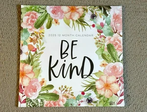 Calendario de Pared Be Kind 2025 Tema Floral Cactus Planificador Inspirador 12 Meses - Imagen 1 de 3