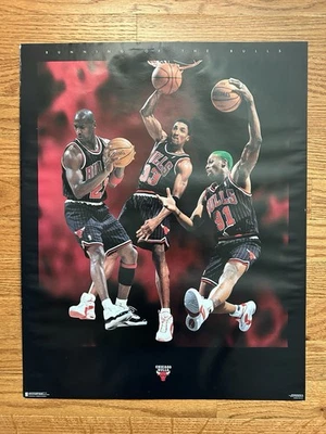 Vintage 1996 Running Of The Bulls 16x20 Poster Chicago Jordan Rodman Pippen 90s - Image 1 of 4