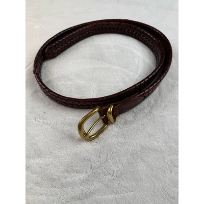 Coach Mens Brown Braided Leather Belt Solid Brass Buckle 42 in Waist - Image 1 of 4