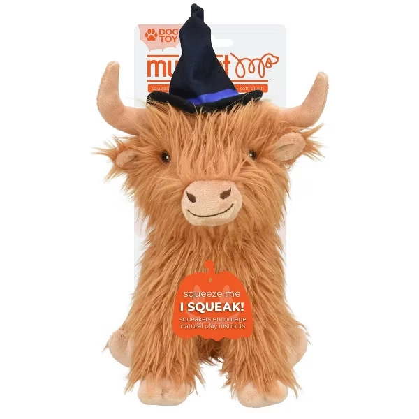 Multipet Highland Cow with Witch Hat Dog Interactive Plush Toy - Brown - Image 1 of 1