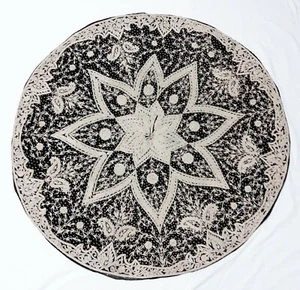 Tischdecke - Vintage - Unikat - Indien - Handarbeit - Metall - Stickerei - Samt - Bild 1 von 8