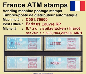 France ATM stamps Michel 6.7 zd / C001.75500 series ZS2 MNH / LSA machine - Picture 1 of 2