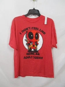 Deadpool Shirt Mens Large Red Short Sleeve Marvel Round Neck Cotton Tee New - Picture 1 of 10