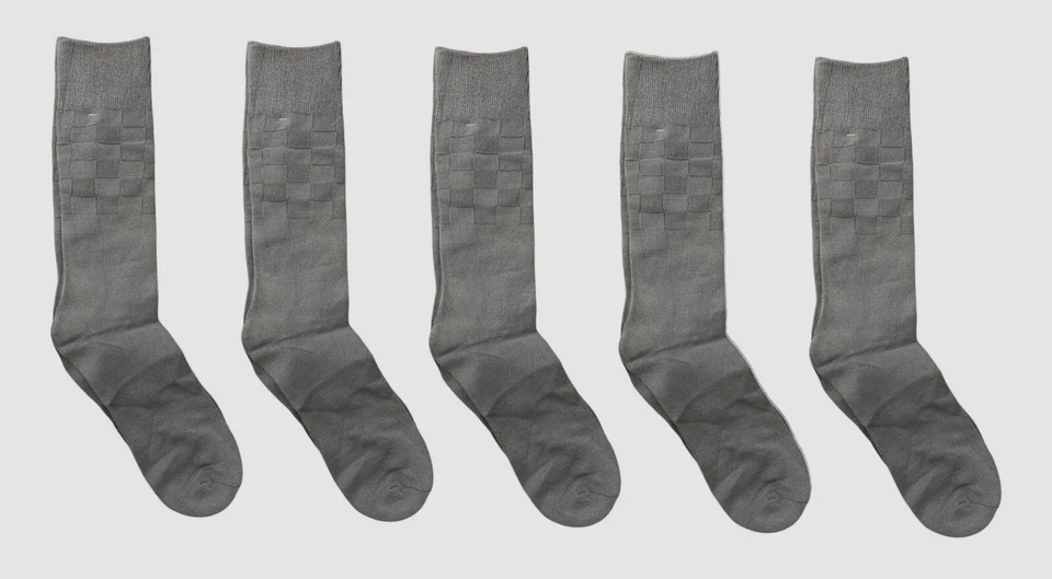 Paquete de 5 pares de calcetines de vestir Perry Ellis plateados con textura geo pantalón para hombre 7-12 Foto 1 de 1