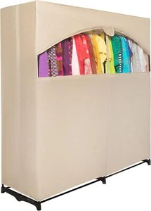 Portable Wardrobe Closet for Hanging Clothes with Cover - 50 Lb. Weight Capacity - Picture 1 of 61