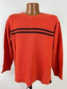 Vintage 90s Y2K Ribbed V-Neck Shirt Boys XL Stripe Grunge Preppy Heavy Cotton