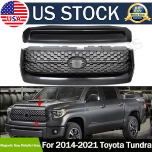 2PCS Magnetic Gray For 2014-2021 Toyota Tundra Front Grille & Hood Bulge Molding - Picture 1 of 14