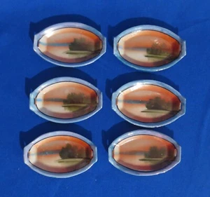 Takito Open Salt or Nut Dish Set of 6 Luster Hand Painted Scene Porcelain Japan - Picture 1 of 4