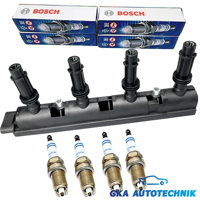 ZÜNDSPULE + 4x BOSCH ZÜNDKERZE FÜR CHEVROLET AVEO OPEL ASTRA CORSA MERIVA ZAFIRA - Bild 1 von 4