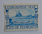 1953 Stamp Cinderella/Poster/Label GB Coronation Year City of Plymouth/Vanguard
