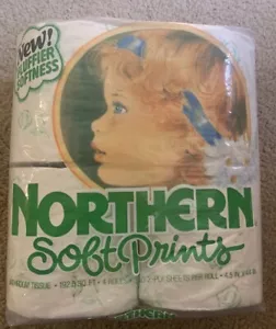Vintage 1984 green roses, Northern Soft Prints Toilet Paper - Picture 1 of 4