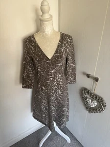 Fenn Wright Manson Dress Size L Smart Occasion Workwear Grey White - Picture 1 of 8