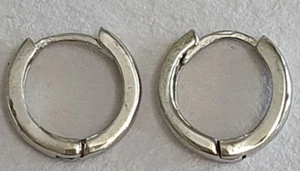Solid Sterling Silver Huggie Earrings 12mm long, 2mm wide 1.47grams - Picture 1 of 2
