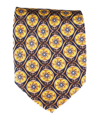 Corbata medallones florales estilo italiano Marco Polo para hombre 100 % seda clásica 4" x 60" Foto 1 de 4