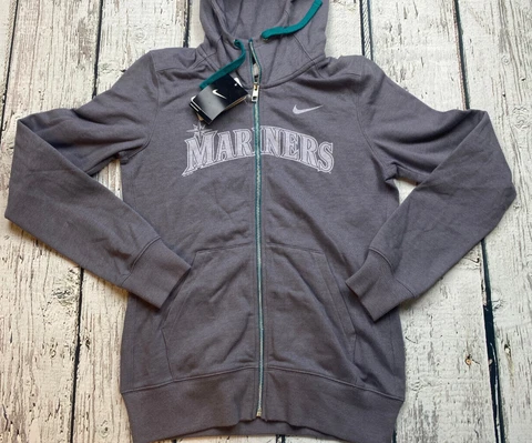 Nike Seattle Mariners Hoodie Adult Medium Full Zip Jacket Gray Logo Fitted MLB Cover