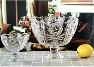 7 Piece Footed Glass Bowls Set Fruit Triffle Salad Trifle Dessert Ice Cream Deli - Picture 1 of 13