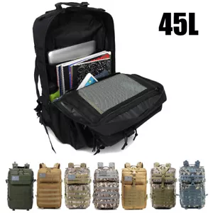Tactical 45L Large Outdoor Waterproof Hiking Camping Rucksack Backpack Molle Bag - Picture 1 of 53