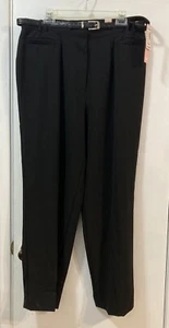 DRESSBARN WOMAN Slacks Pants Black 2 Way Stretch Belted Pockets Flat NWT 16W - Picture 1 of 10