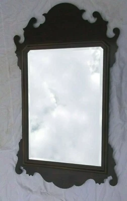 Espejo de pared biselado Henredon caoba Chippendale Foto 1 de 4