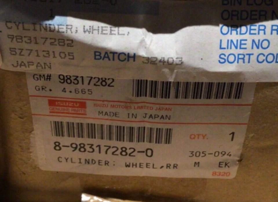 98317282 ISUZU NUEVO GENUINO OEM RUEDA CILINDRO R/R Foto 1 de 1