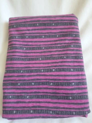 Cotton Blend Stripe Fabric Knit Berry & Heather Gray 1 yard 90s - Image 1 of 4