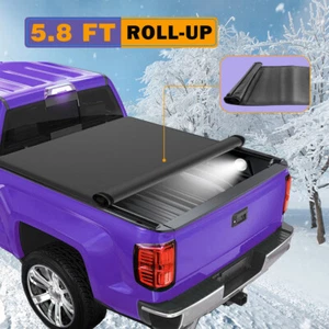 1X 5.8FT Roll Up Soft Tonneau Cover For Chevy Silverado GMC Sierra 1500 Truck - Picture 1 of 8