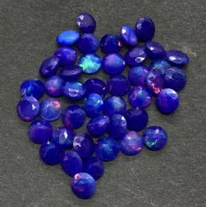 Blauer Opal natürlicher äthiopischer Feuer Rundschliff AAA loser Edelstein sortierter Schmuck - Bild 1 von 22