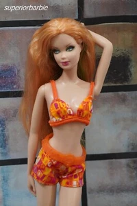 BARBIE BEACH FASHIONS PLAY FUN Orange Belted Boy Short Bikini - Picture 1 of 3
