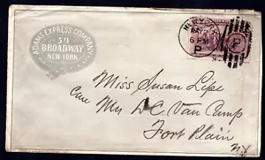 US 1893 ADAMS EXPRESS ADVERTISING COVER FRANKED 2 CENT COLUMBUS - Picture 1 of 2