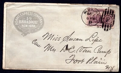US 1893 ADAMS EXPRESS ADVERTISING COVER FRANKED 2 CENT COLUMBUS - Image 1 of 2