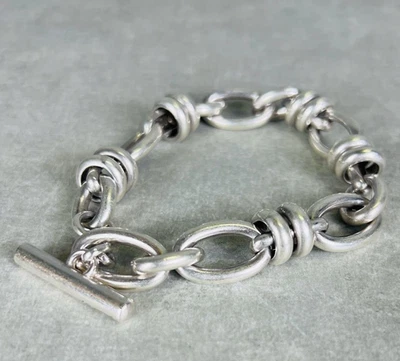 Auténtico Brazalete Pomellato 67 Plata 925 Milán Eslabones Rondel Masivos 7.8" Foto 1 de 4