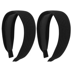 2 Pack Black Wide Headbands for Women Non-Slip Thick Hairbands with Teeth - Picture 1 of 7