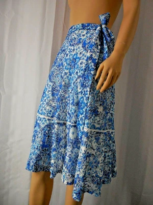 KARL LAGERFELD Skirt A Line size 8 blue white Lace Sash belt Lining NWT - Image 1 of 4