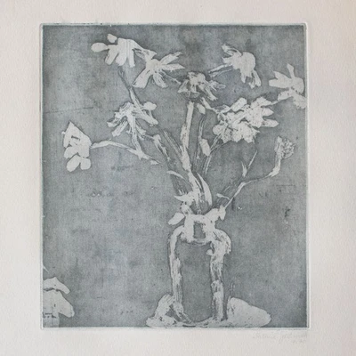 Sabina Grzimek Blumen Stillleben Aquatinta Radierung signiert datiert 1970 - Bild 1 von 4