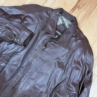 Chaqueta De Colección Neiman Marcus Marrón 100% Cuero Bombardero Aviación Hombre’s 46 Foto 1 de 4