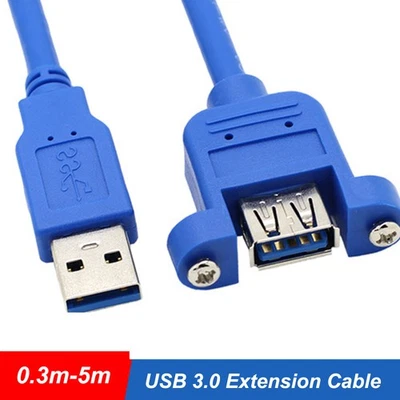 USB 3.0 Extension Cable Lead A Male To Female Extention With Screw Holder 0.3-5M - Image 1 of 4