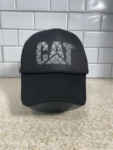 Caterpillar Hat Snapback Black Mesh Back CAT Metal Graphic Adjustable Vintage - Picture 1 of 11
