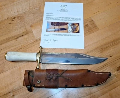 60s RUDY RUANA HANDMADE 38C CIVIL WAR BOWIE KNIFE M STAMP ELK HANDLE, RARE W COA - Image 1 of 4