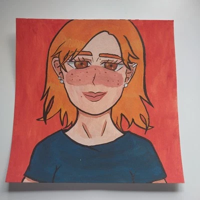 Pintura Sindy Fuhr Gouache Obra de Arte Original Papel Acuarela Arte Pop Título Kiya Foto 1 de 2