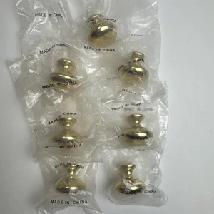 7 Heavy Solid Brass Knobs Cabinet Door Drawer Pulls 1-1/4” Round NEW - Picture 1 of 6