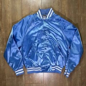 Vintage Light Baby Blue Blank Satin Jacket Size M 90s 80s Made In USA - Picture 1 of 5