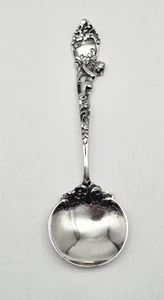 VTG Antique Sterling Silver Salt Spoon Cherub Noveau Design Condiment - 14.4g - Picture 1 of 4