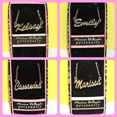 Name Necklace Marina DeBuchi Silver Plated Personalized Choose Name NWT JB - Изображение 1 из 4