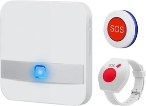 Notrufknopf für Senioren mit Armband, Alarmierungssender, Hausnotruf Alarm Weiß - Bild 1 von 7