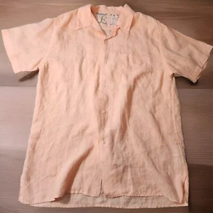 Europann Linen Button Down Short Sleeve Shirt Orange Men's Size XL(4) 100% Linen - Bild 1 von 8