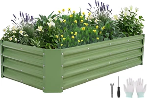 Galvanized Raised Garden Bed - 4X2X1Ft Metal Planter Box Outdoor - Picture 1 of 12