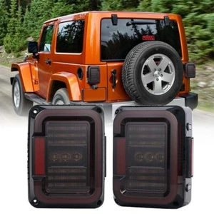 For Jeep Wrangler JK 2008-2017 smoke LED Tail Lights Rear Brake Turn Signal Lamp - Foto 1 di 12