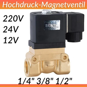 Hochdruck-Magnetventil Messing Wasser Luft Gas 5MPA 1/4" 3/8" 1/2" 220V 24V 12V - Picture 1 of 10