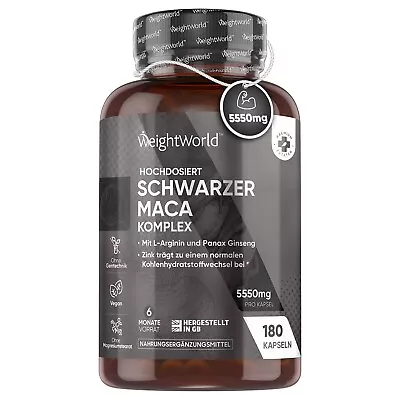 WeightWorld 180 Maca Kapseln - L Arginin Panax Ginseng Zink - Testosteron boost