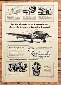 1951 Beechcraft Executive Transport Aircraft Vtg Print Ad Model D185 Wichita KS - Picture 1 of 6